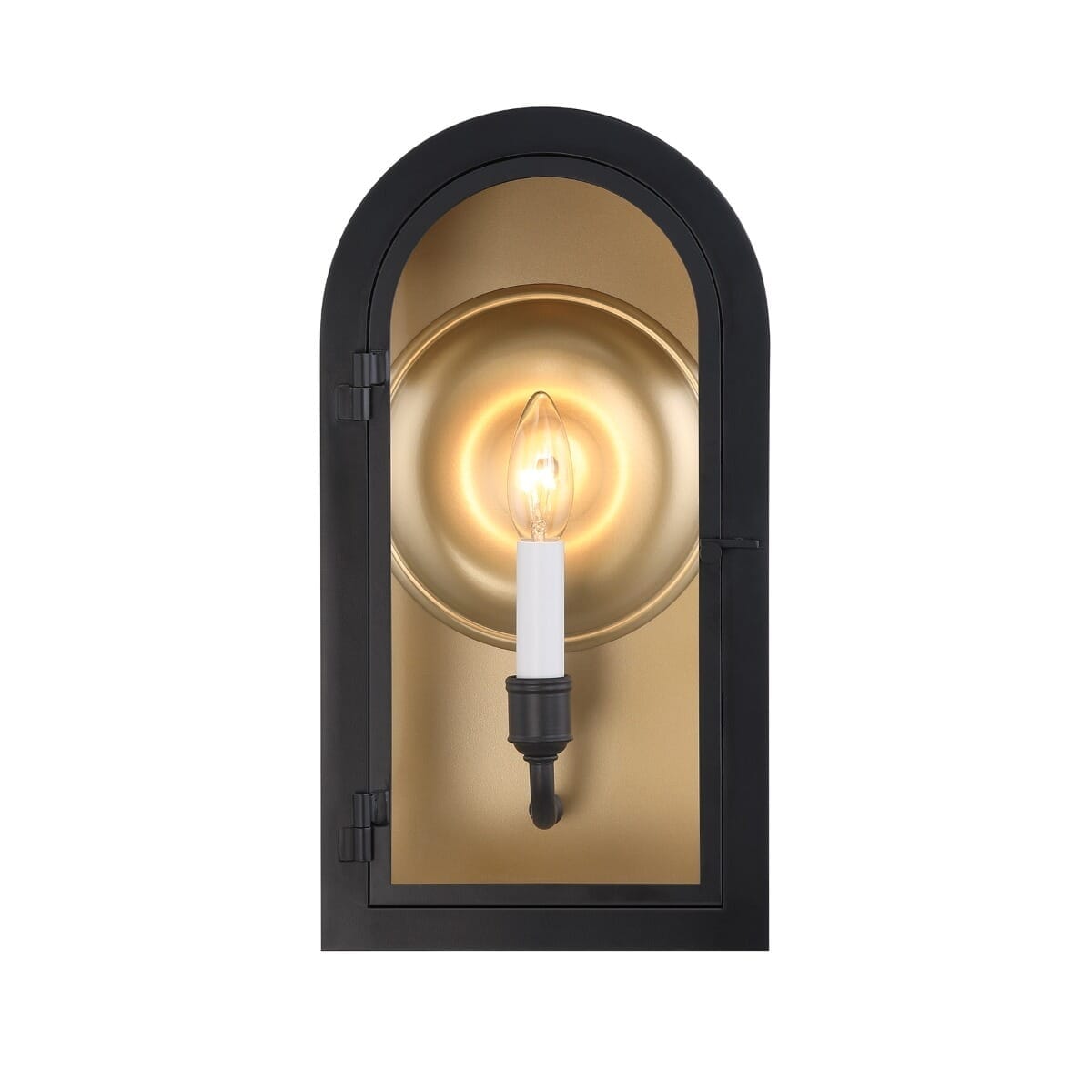 Grotto 1 Light Outdoor Wall Lantern In Matte Black With Vintage Gold