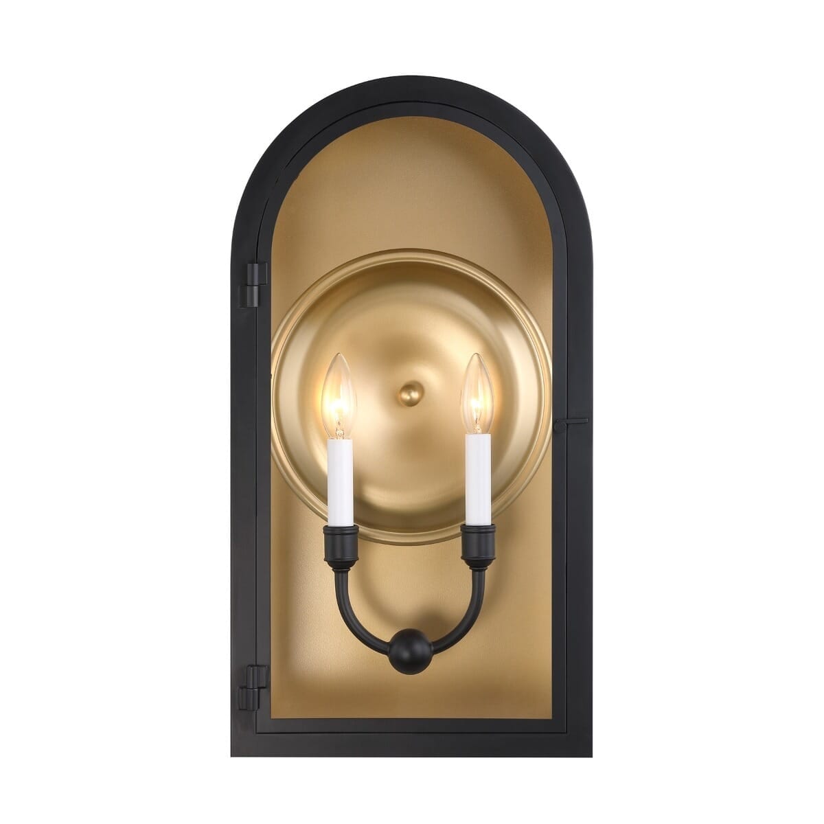 Grotto 2 Light Outdoor Wall Lantern In Matte Black With Vintage Gold