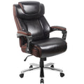 Grove Big Tall Brown Leather Executive Adjustable Swivel Office Chair With Height Adjustable Headrest And Padded Chrome Arms