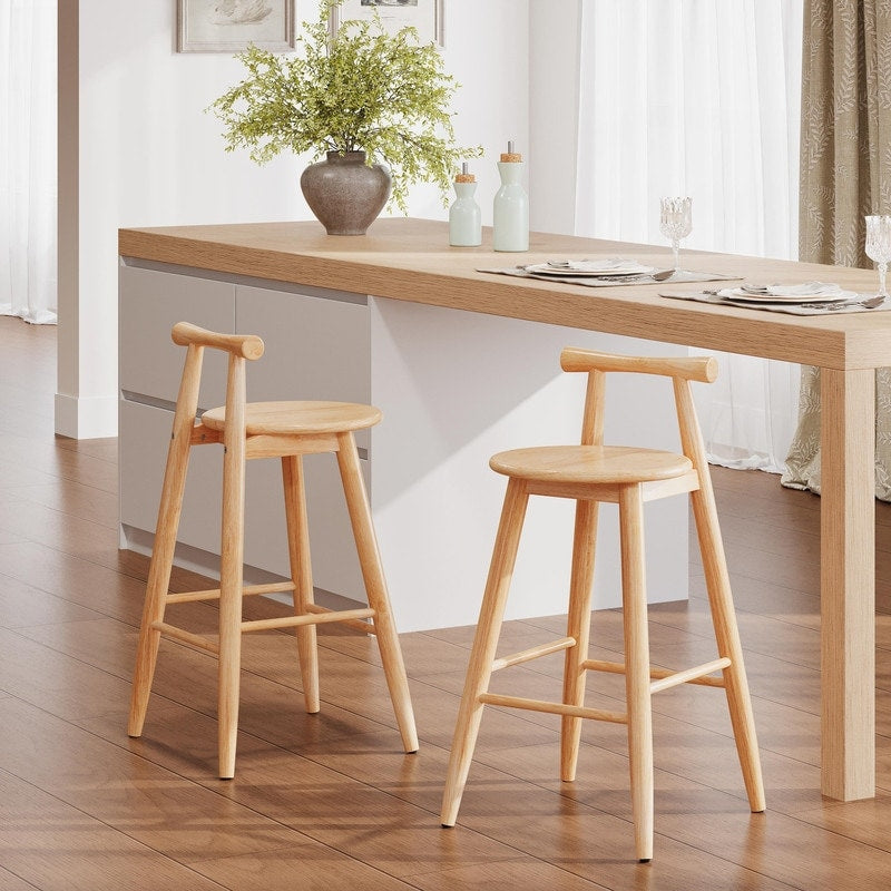 Grove Indoor Rubberwood Bar Stools With Natural Finish Set Of 2