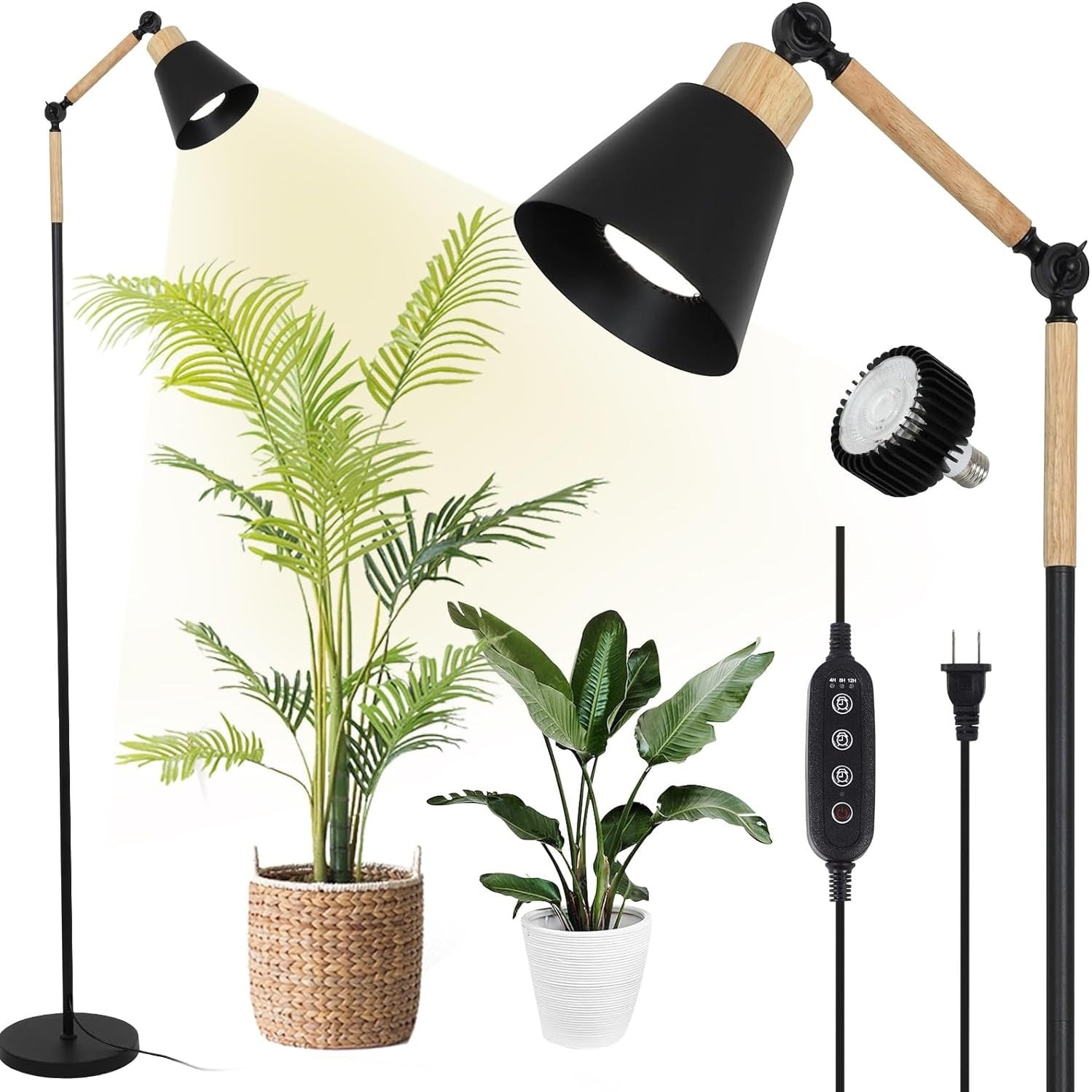 Grow Lights For Indoor Plants Plant Lights With 20W Cob Grow Light Blub 4 8 12H Timer Standing Tall Grow Lamp Height Adjustable