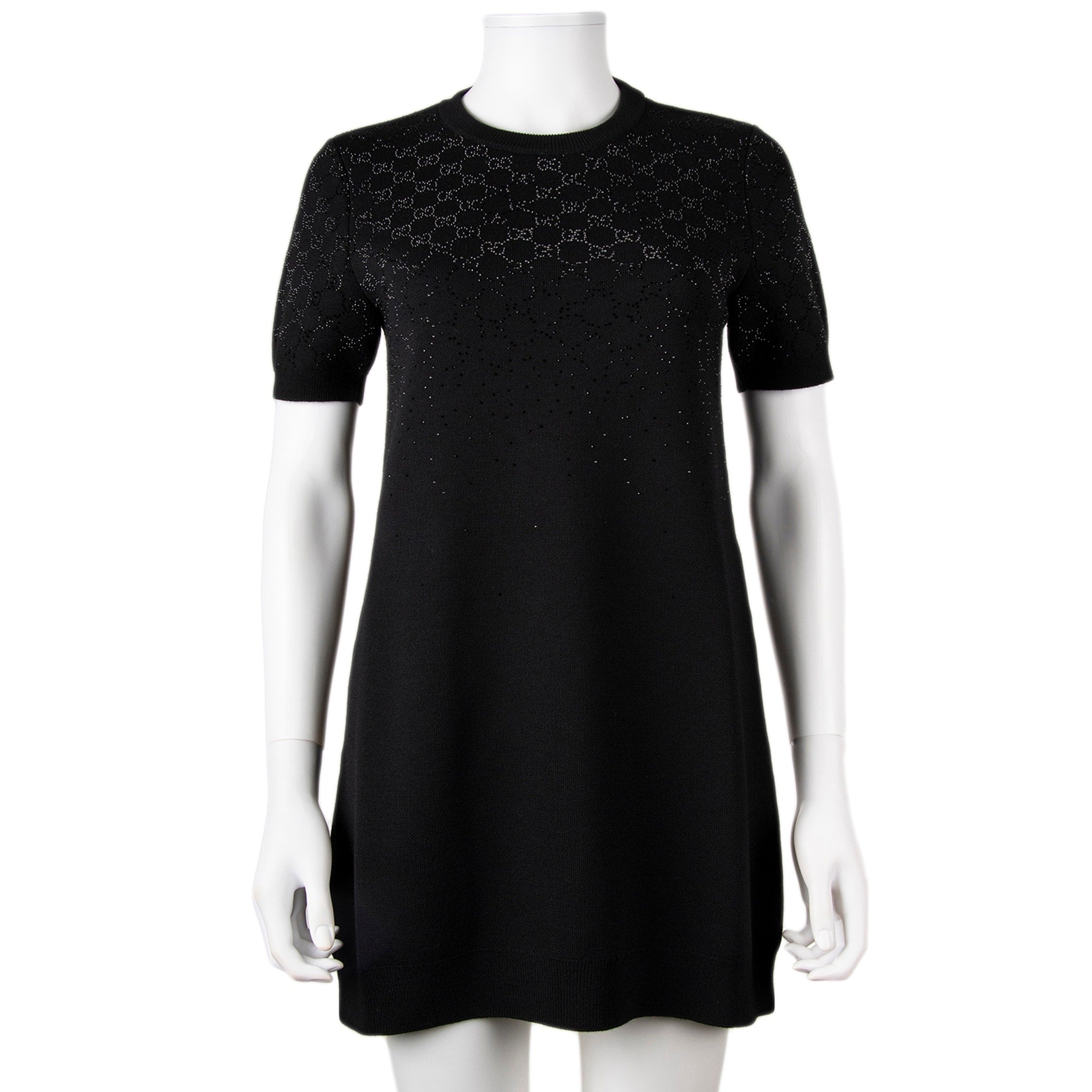 Gucci Fine Wool Dress With Gg Crystals