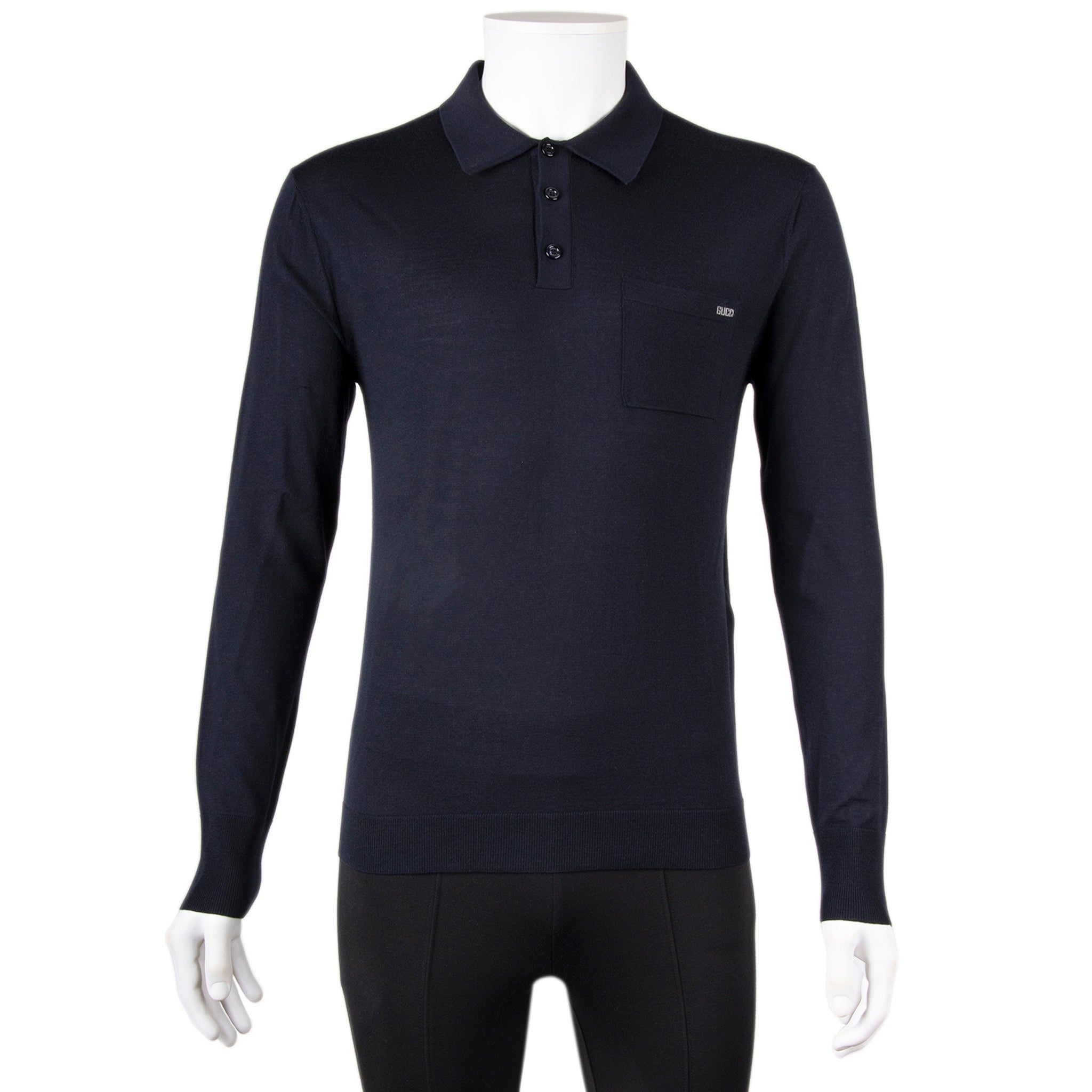 Gucci Mens Fine Wool Knit Polo Top