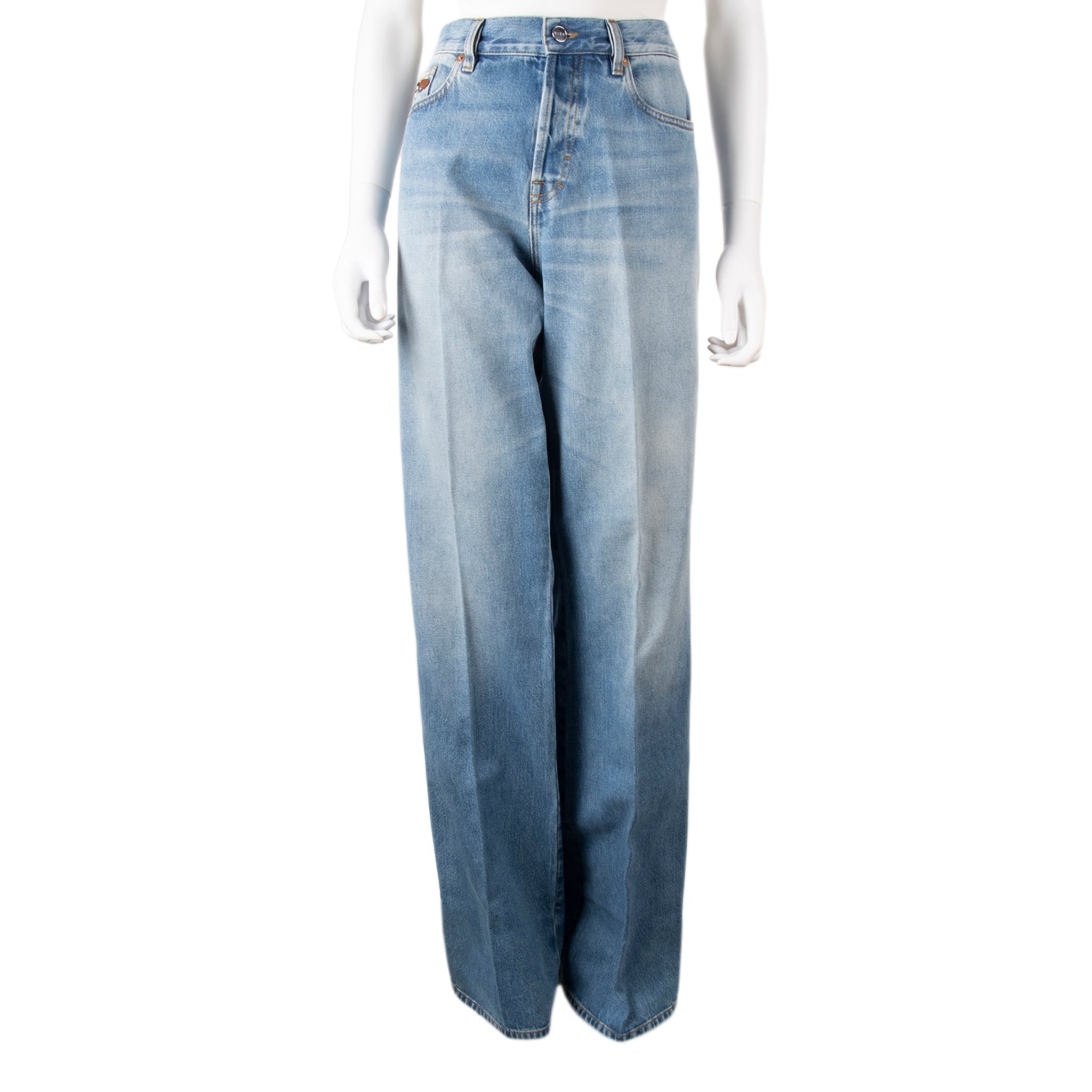 Gucci Flared Bleached Cotton Denim Pants