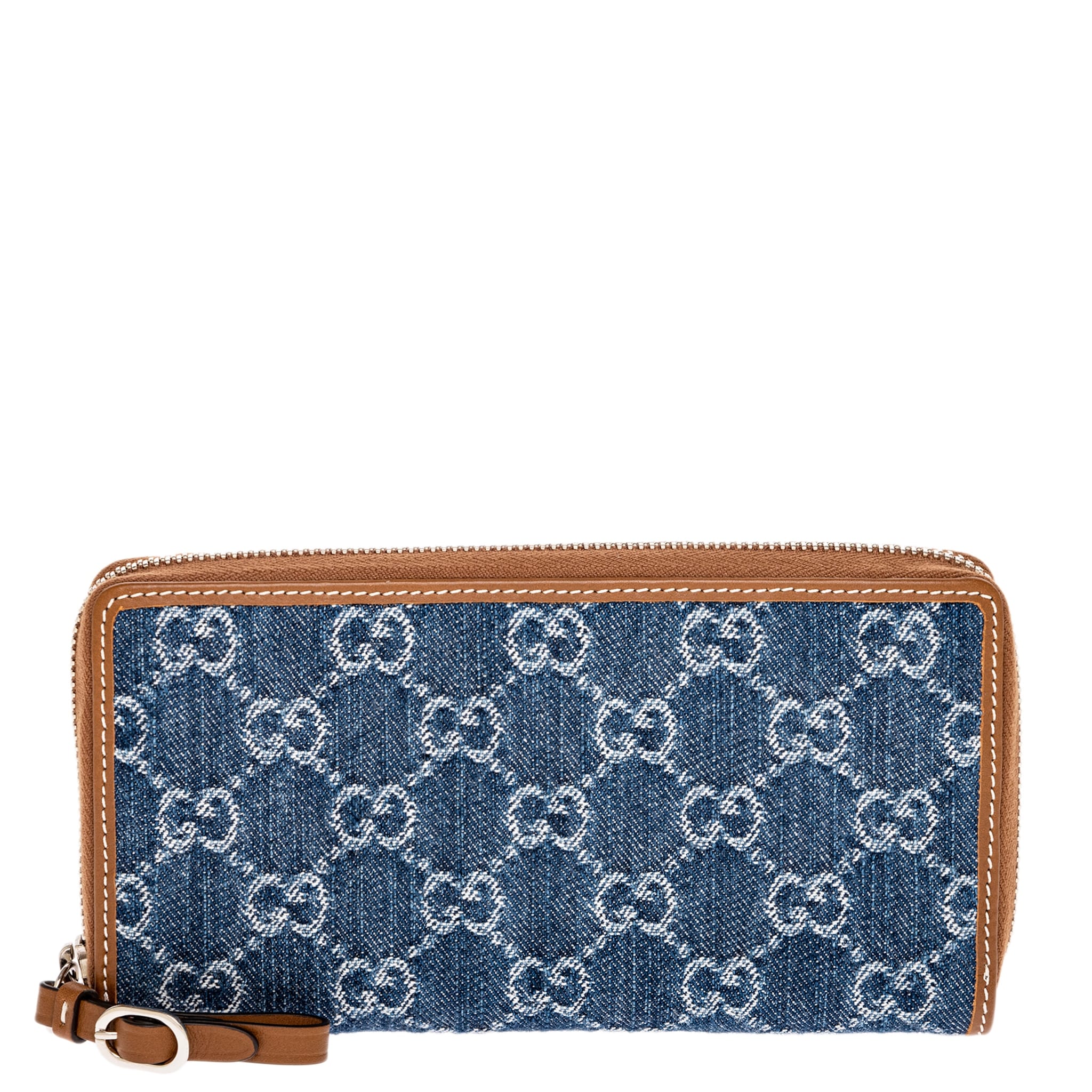 Gucci Gg Denim Zip Around Wallet