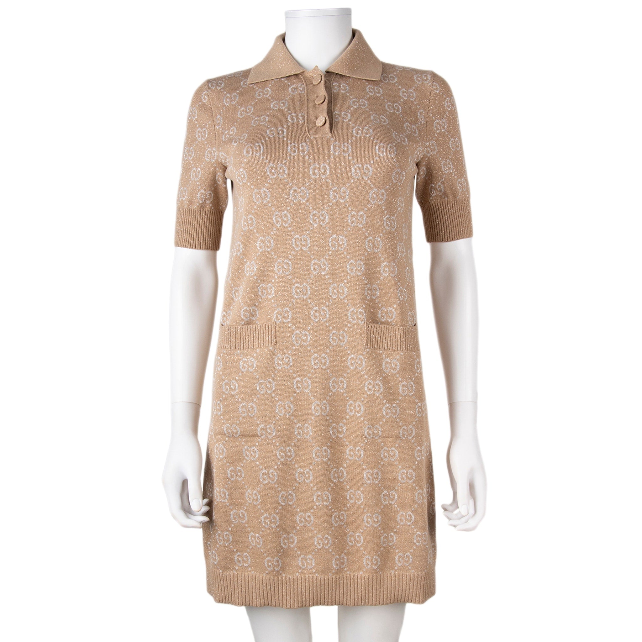 Gucci Gg Lame Jacquard Polo Dress