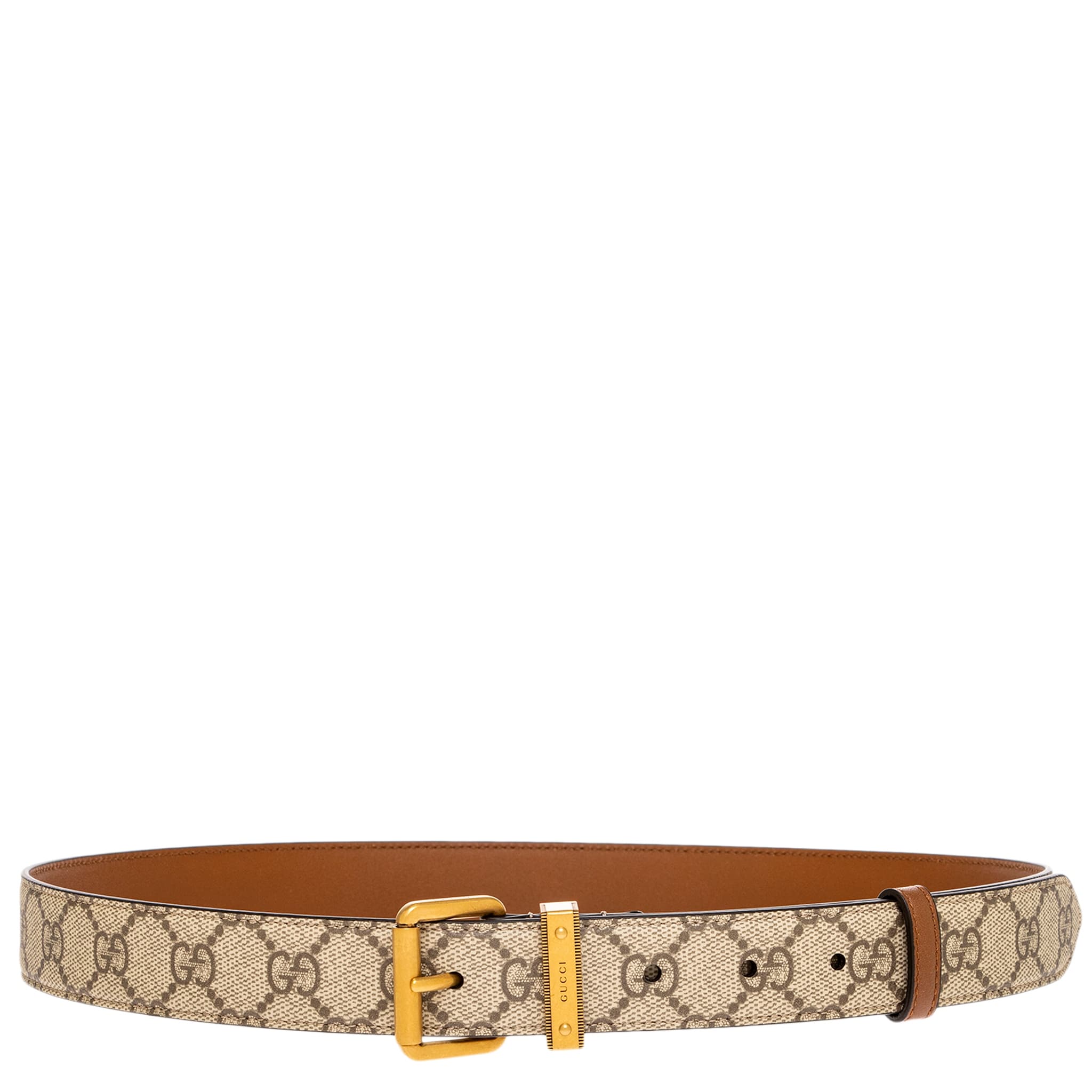 Gucci Square Buckle Gg Emblem Belt 1.2 Wide