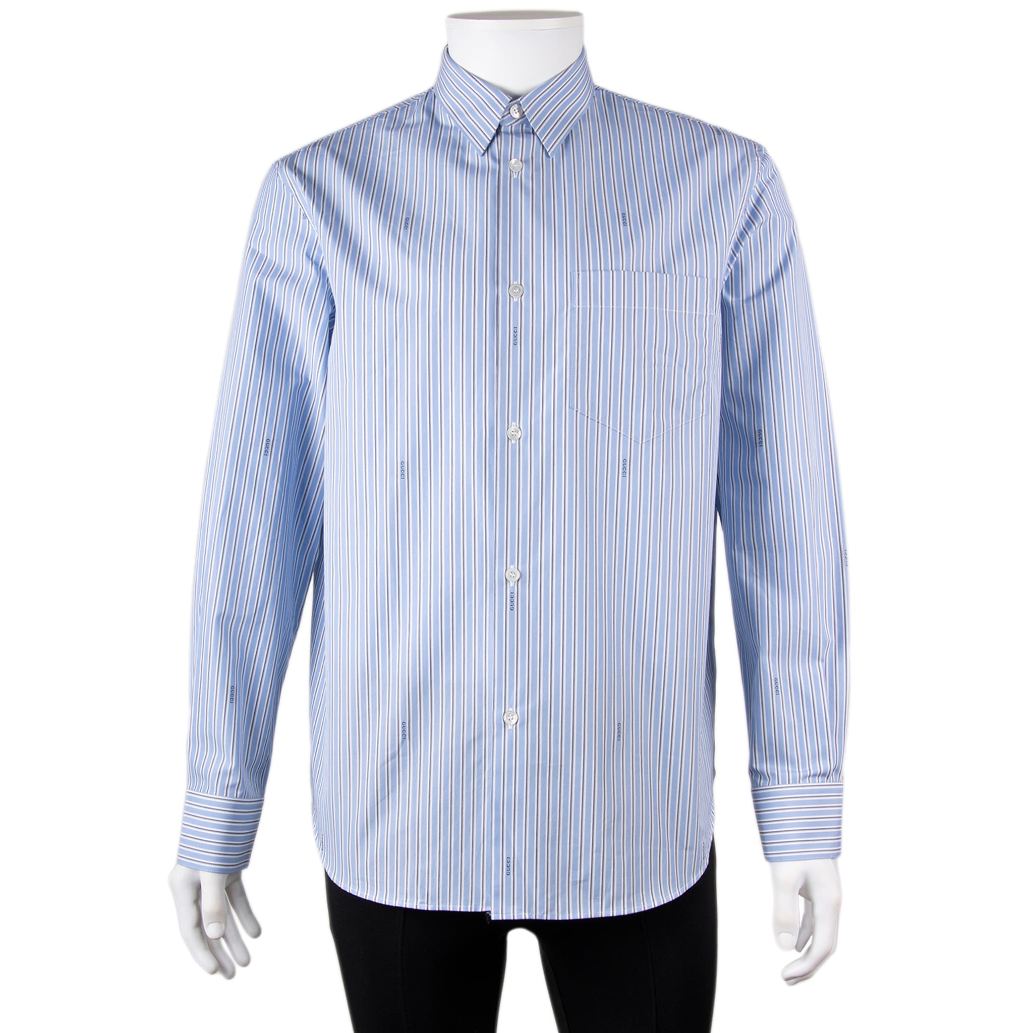 Gucci Mens Striped Cotton Poplin Shirt