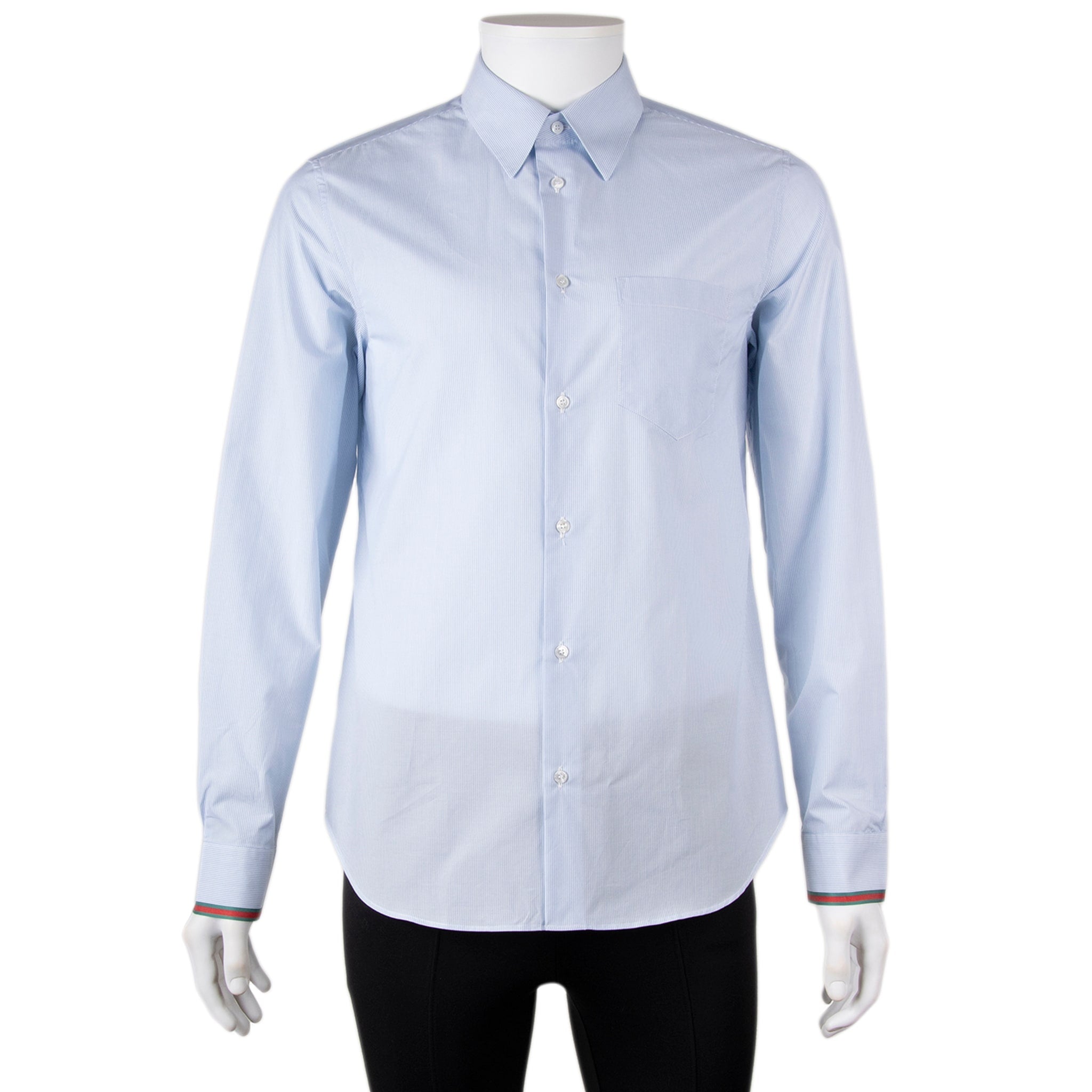 Gucci Mens Striped Cotton Shirt With Web