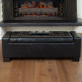 Guernsey Black Bonded Leather Storage Ottoman Bench By Christopher Knight Home