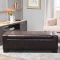 Guernsey Brown Bonded Leather Storage Ottoman Bench By Christopher Knight Home
