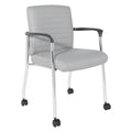 Work Smart Guest Chair In Faux Leather With Casters N A