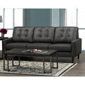 Gunner Mid Century Modern Dark Grey Top Grain Italian Leather Tufted Sofa
