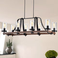 Guntel Forged Metal Multi Light Chandelier With Glass Pillar Shades 6 Or 8 Lamps