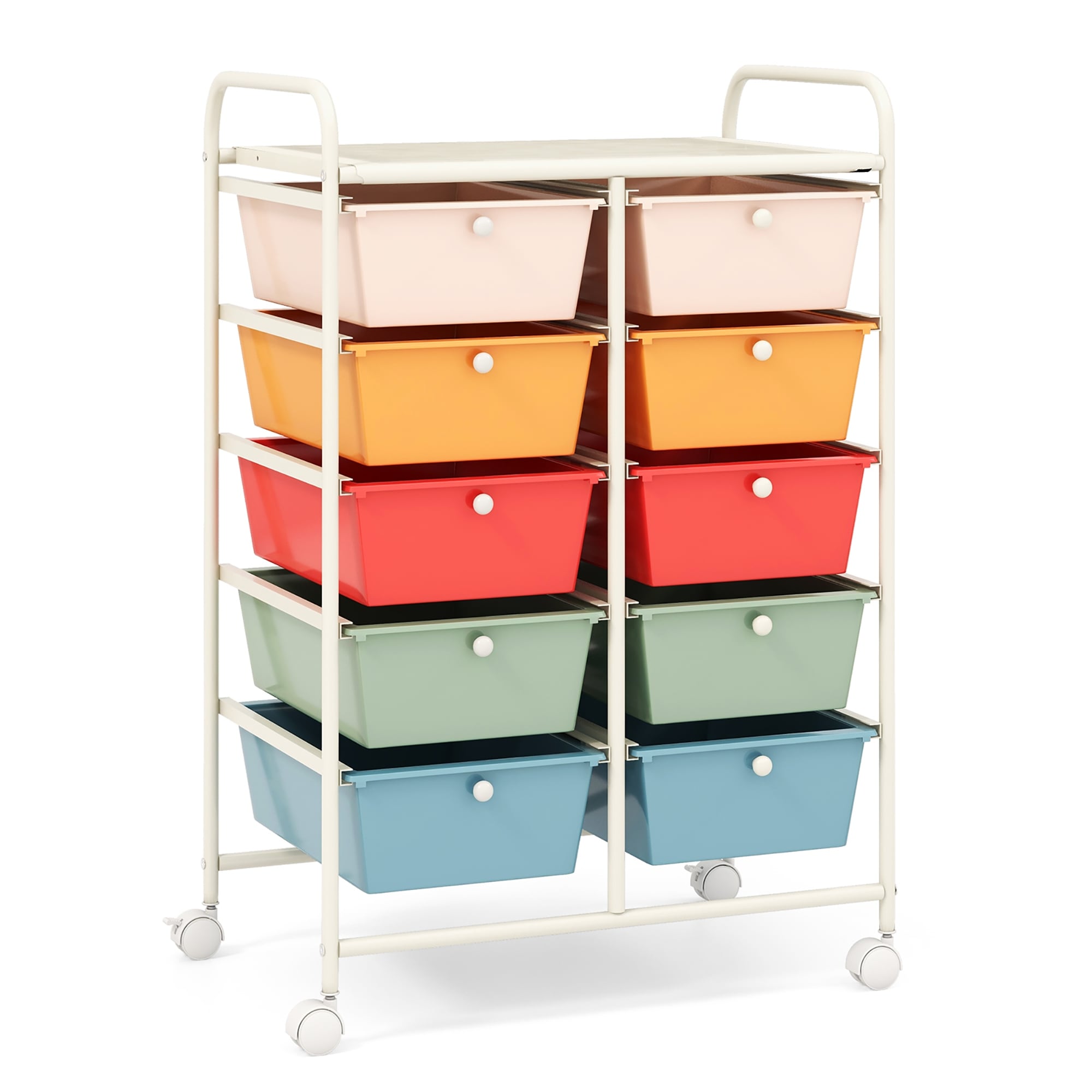 Gymax 10 Drawer Rolling Storage Cart Tools Scrapbook Paper Organizer
