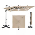 Gymax 10 Ft Cantilever Patio Umbrella W 32 Solar Led Lights 360 Degree