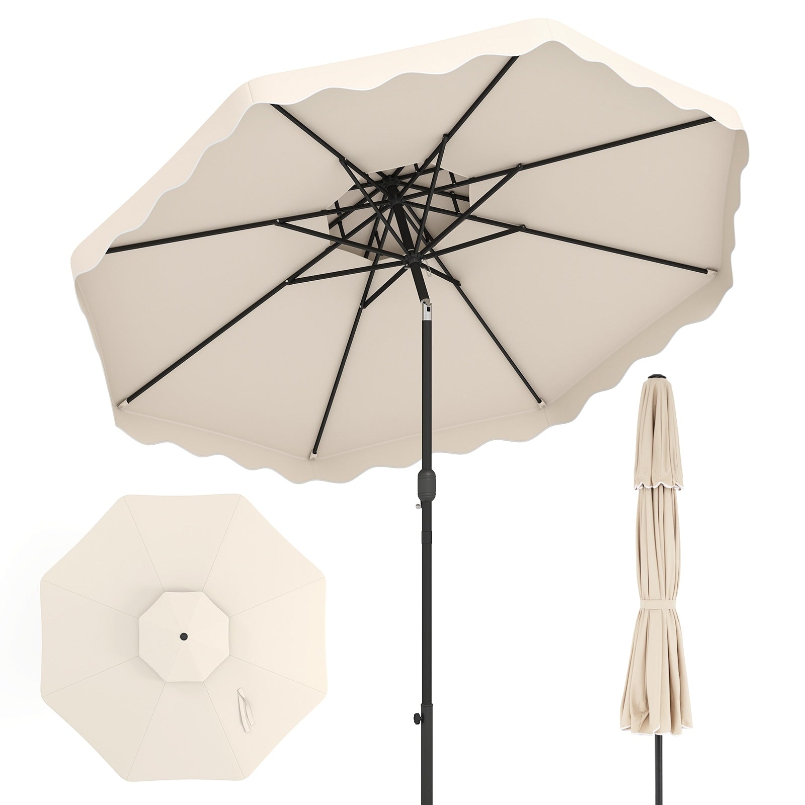 Gymax 10 Ft Patio Umbrella W Push Button Tilt Crank 2 Tier Vented