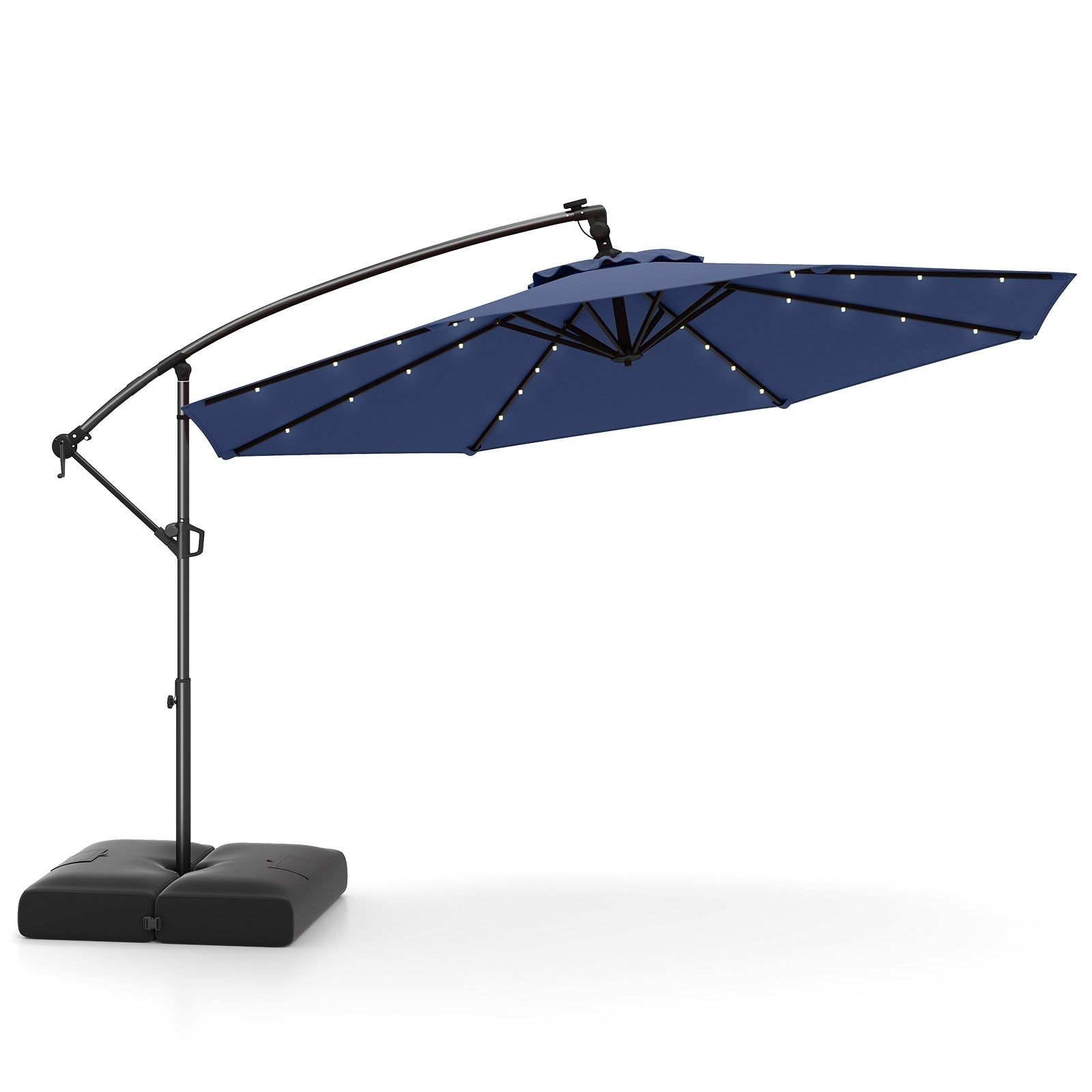 Gymax 10 Ft Solar Offset Hanging Umbrella Patio Cantilever Umbrella W