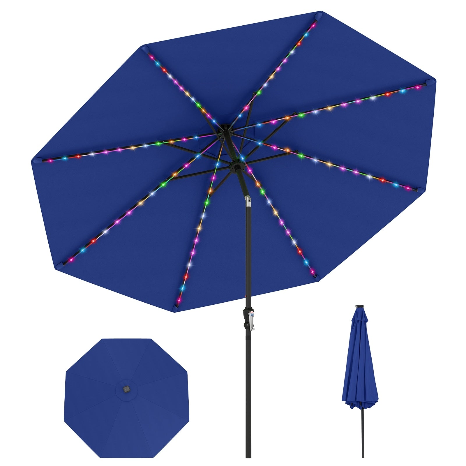 Gymax 10 Ft Solar Patio Umbrella W 96 Multi Colored Led Lights 9