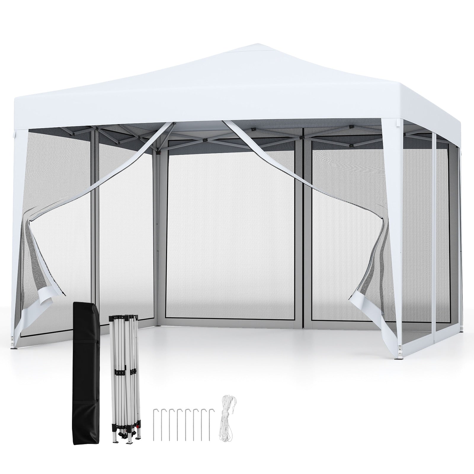Gymax 10 Ft X 10 Ft Pop Up Canopy Tent W Mesh Netting Carry Bag 8