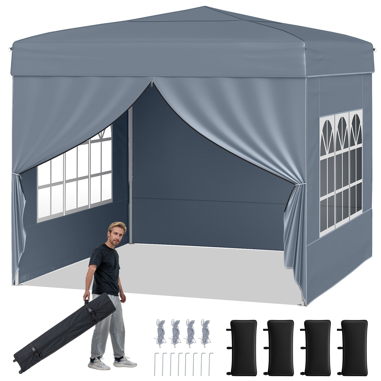 Gymax 10 X 10 Ft Pop Up Canopy Tent W 4 Sidewalls Wheeled Bag 4