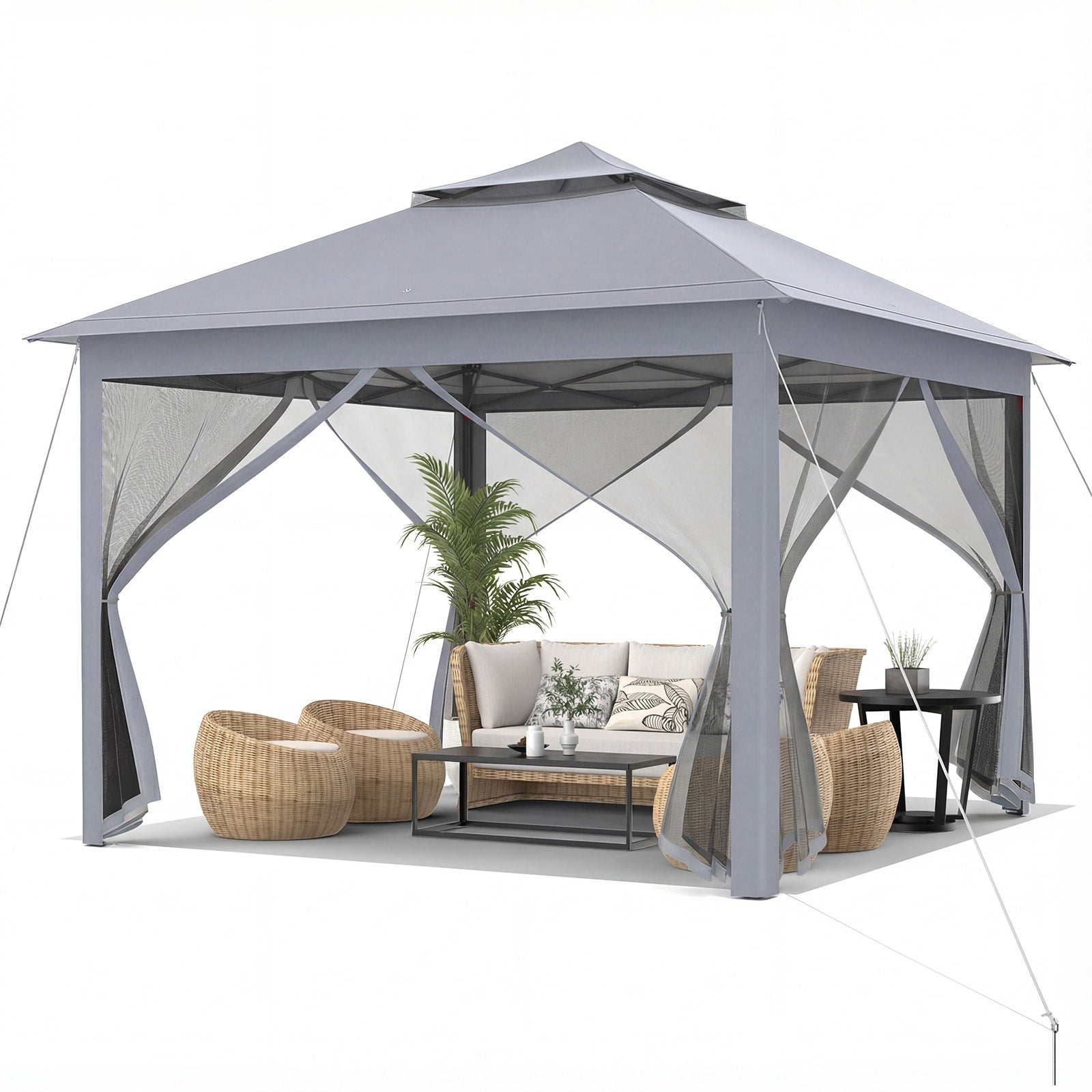 Gymax 11 Ft X 11 Ft Pop Up Gazebo W Mesh Netting Sidewalls Vented Top