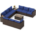 Gymax 12 Pcs Outdoor Patio Wicker Sectional Sofa Set W 32 Propane