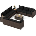 Gymax 12 Pcs Outdoor Patio Wicker Sectional Sofa Set W 32 Propane
