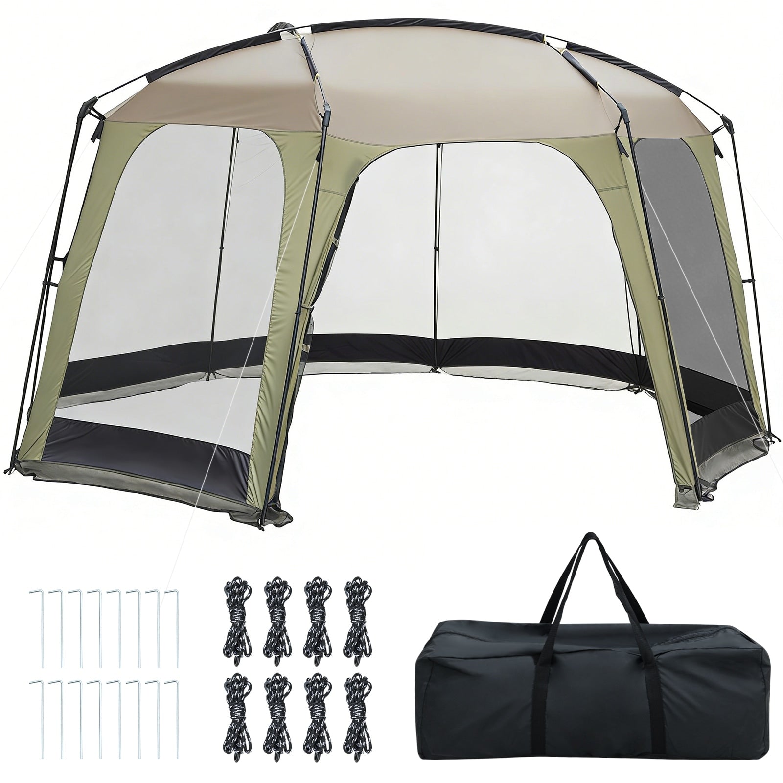Gymax 12.5 Ft X 11.7 Ft Mesh Screen Tent W Zippered Door Carrying