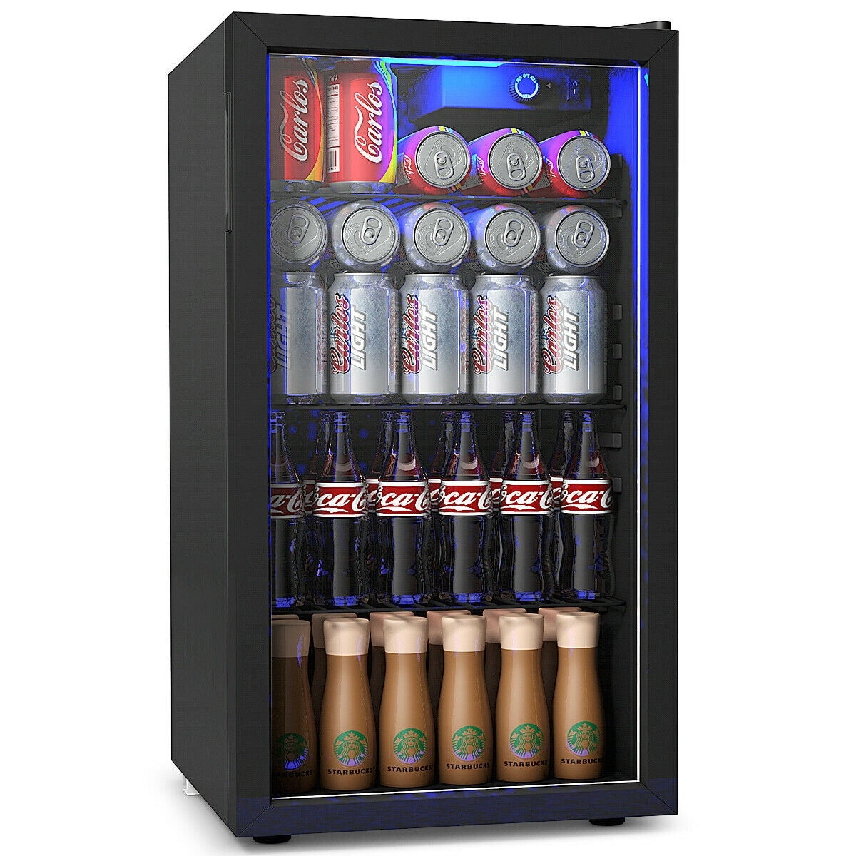Gymax 120 Can Beverage Refrigerator Beer Wine Soda Drink Cooler Mini Fridge Glass Door As Pic