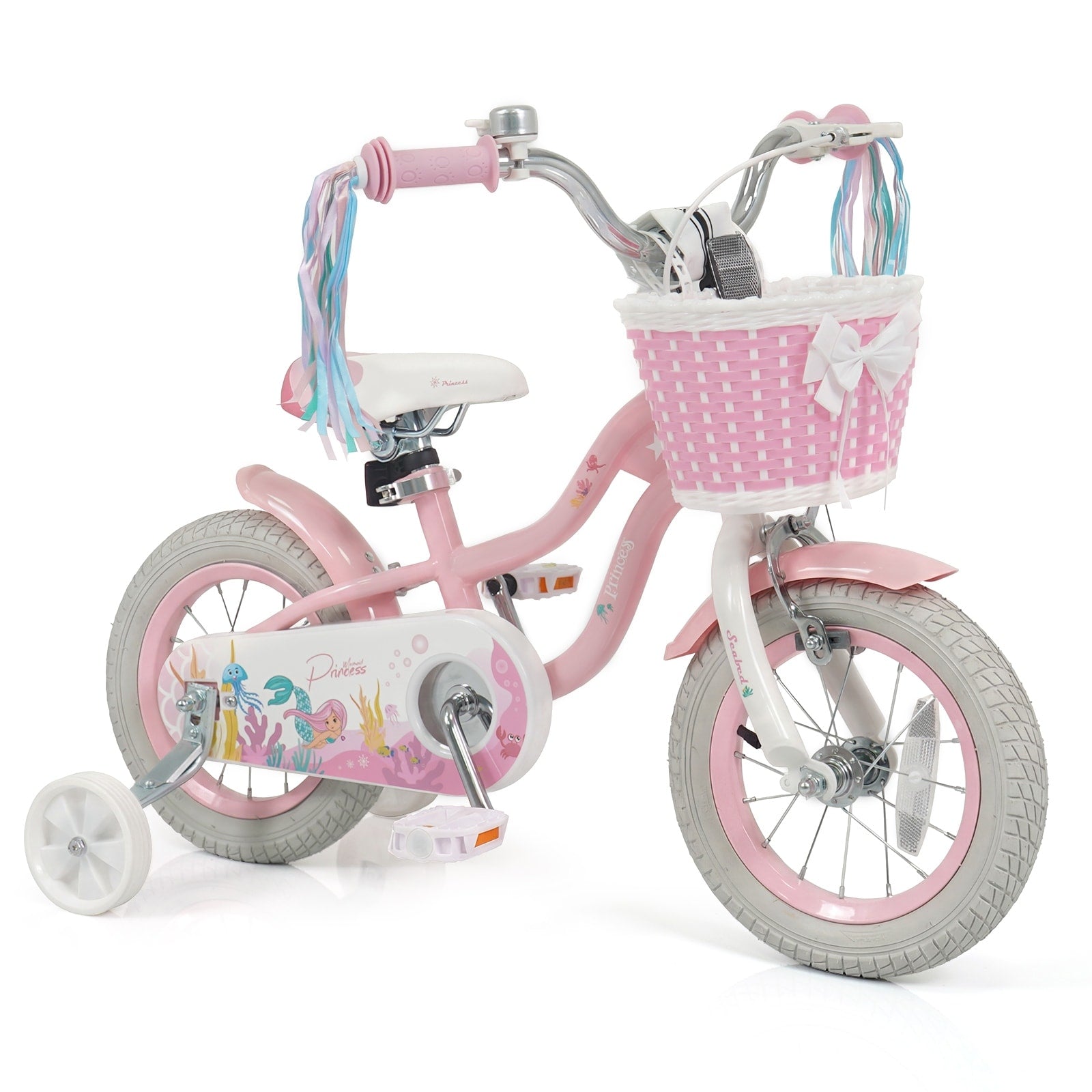 Gymax 12 Kids Bike W Training Wheels Hand Coaster Brakes Adjustable