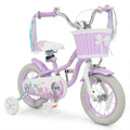 Gymax 12 Kids Bike W Training Wheels Hand Coaster Brakes Adjustable Purple