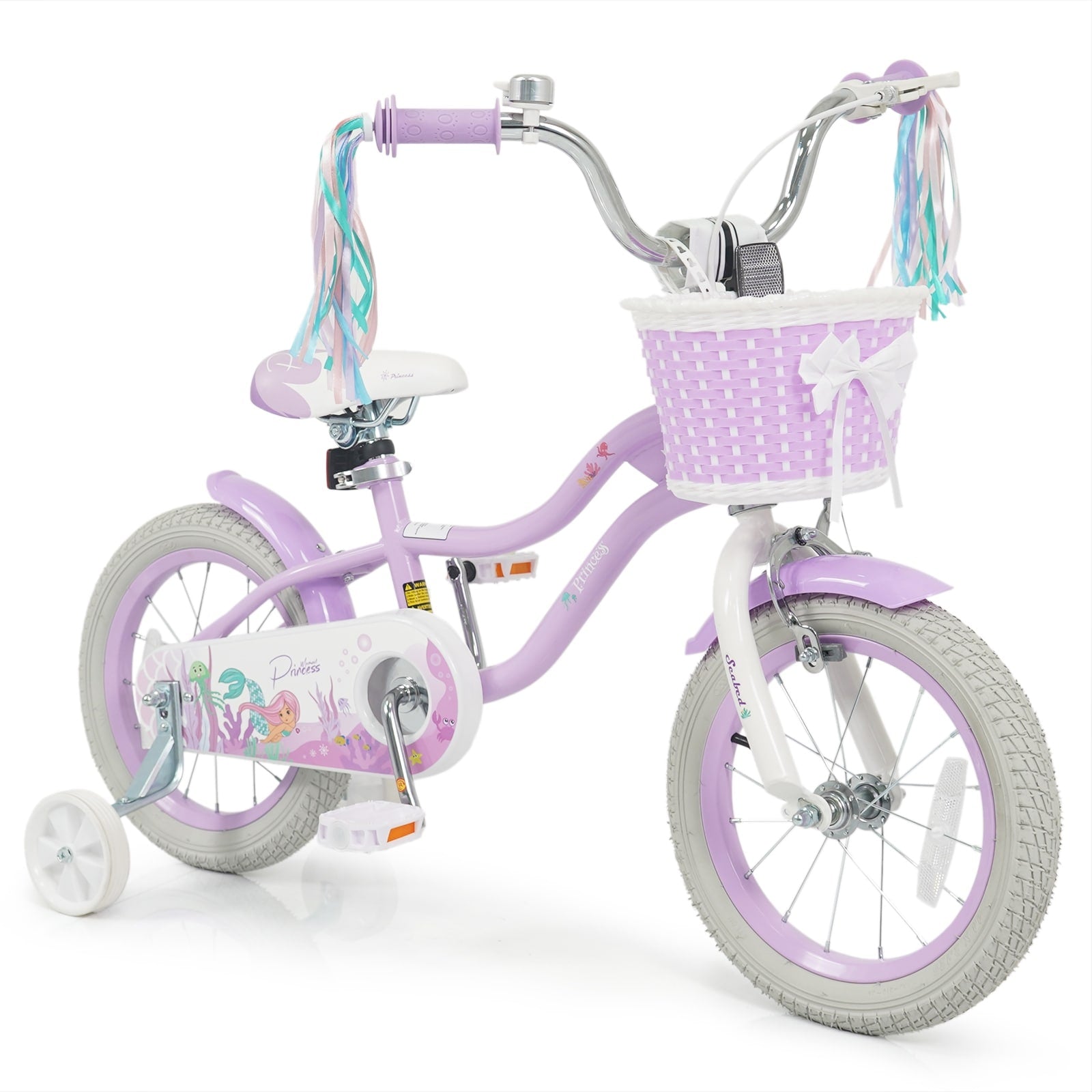 Gymax 14 Kids Bike Toddler Bicycle W Training Wheels Hand Coaster Purple