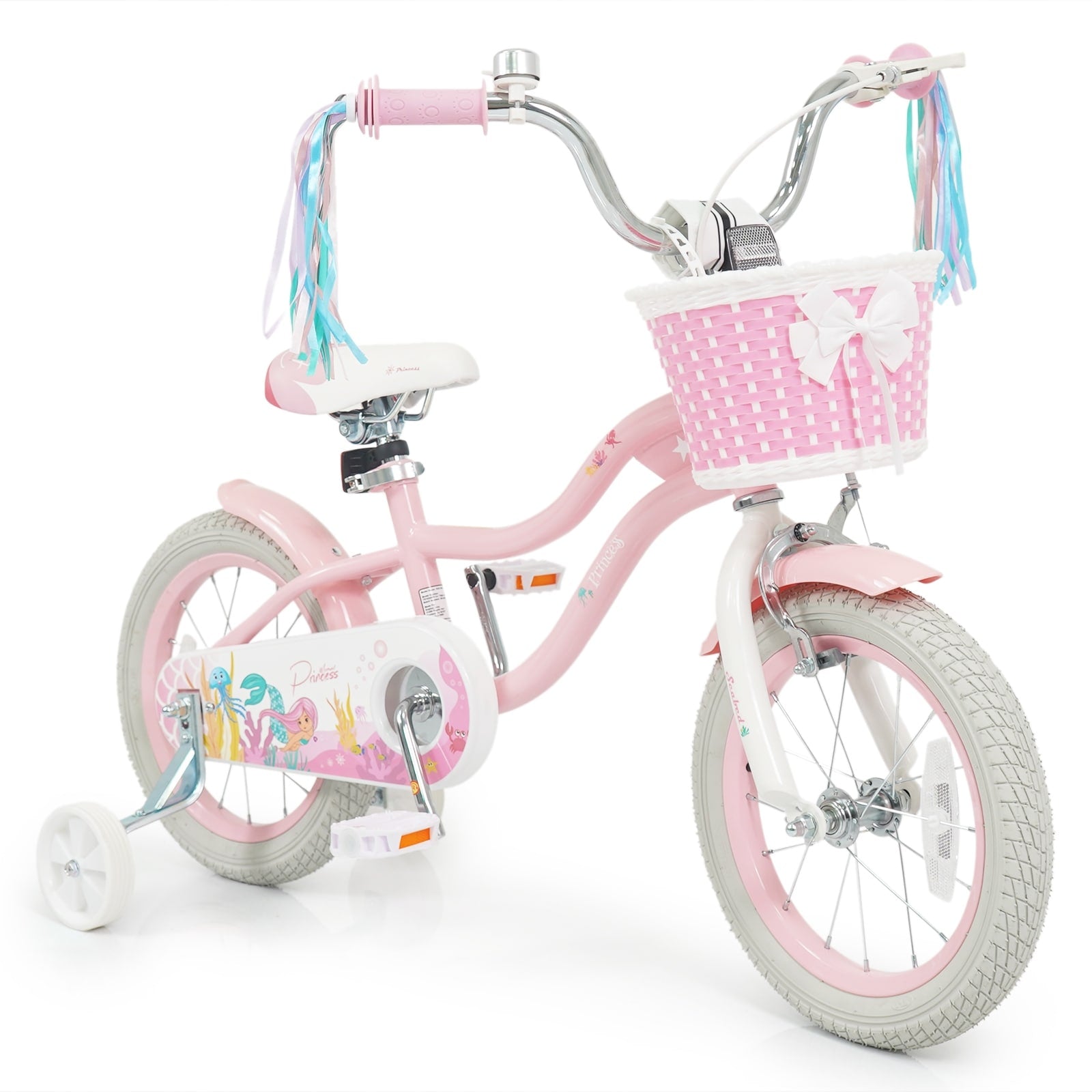 Gymax 14 Kids Bike W Training Wheels Hand Coaster Brakes Adjustable