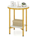 Gymax 16 2 Tier Round Side Table W Storage Shelf Gold Metal Frame