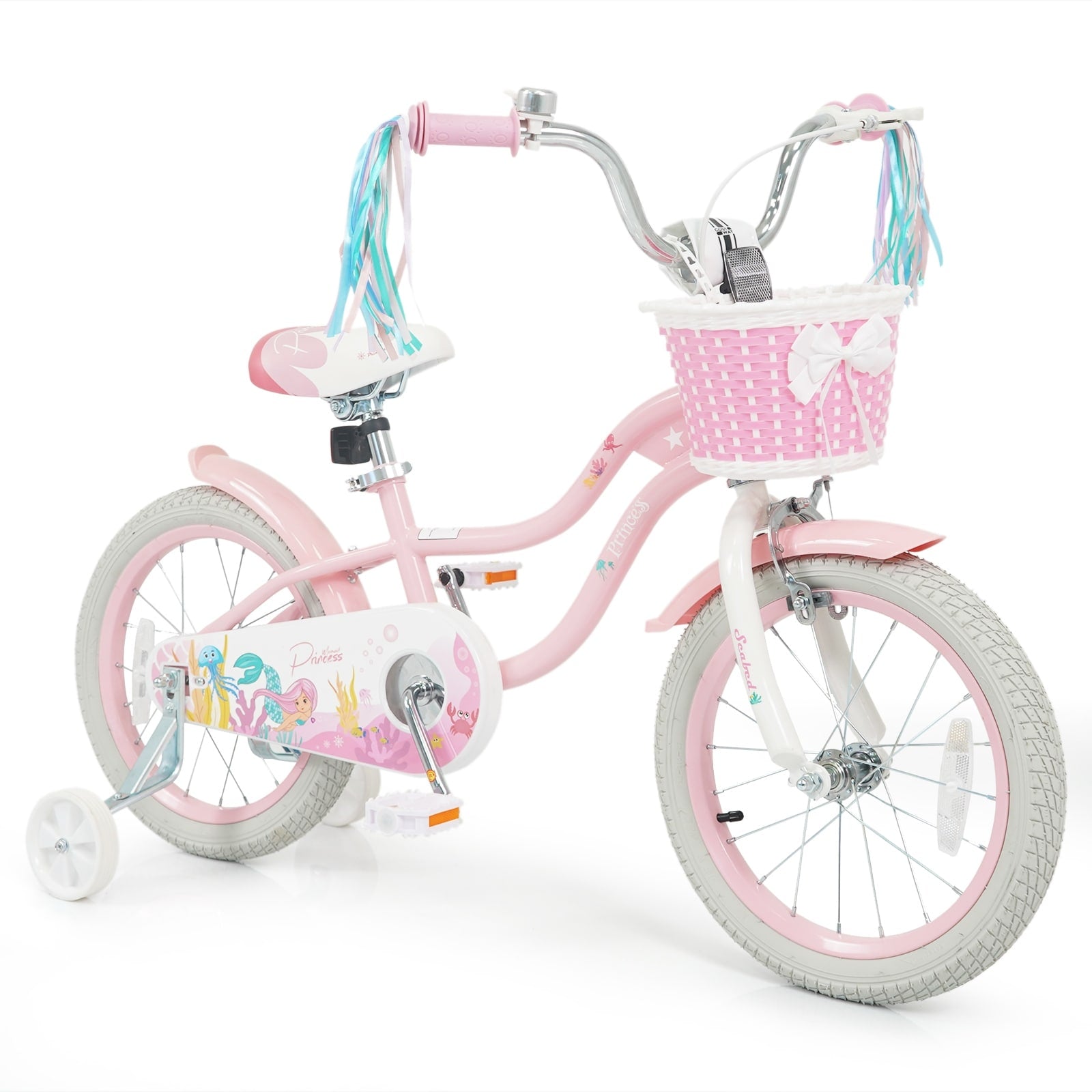 Gymax 16 Kids Bike W Training Wheels Hand Coaster Brakes Adjustable
