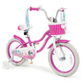 Gymax 16 Kids Bike W Training Wheels Hand Coaster Brakes Adjustable Rose Red