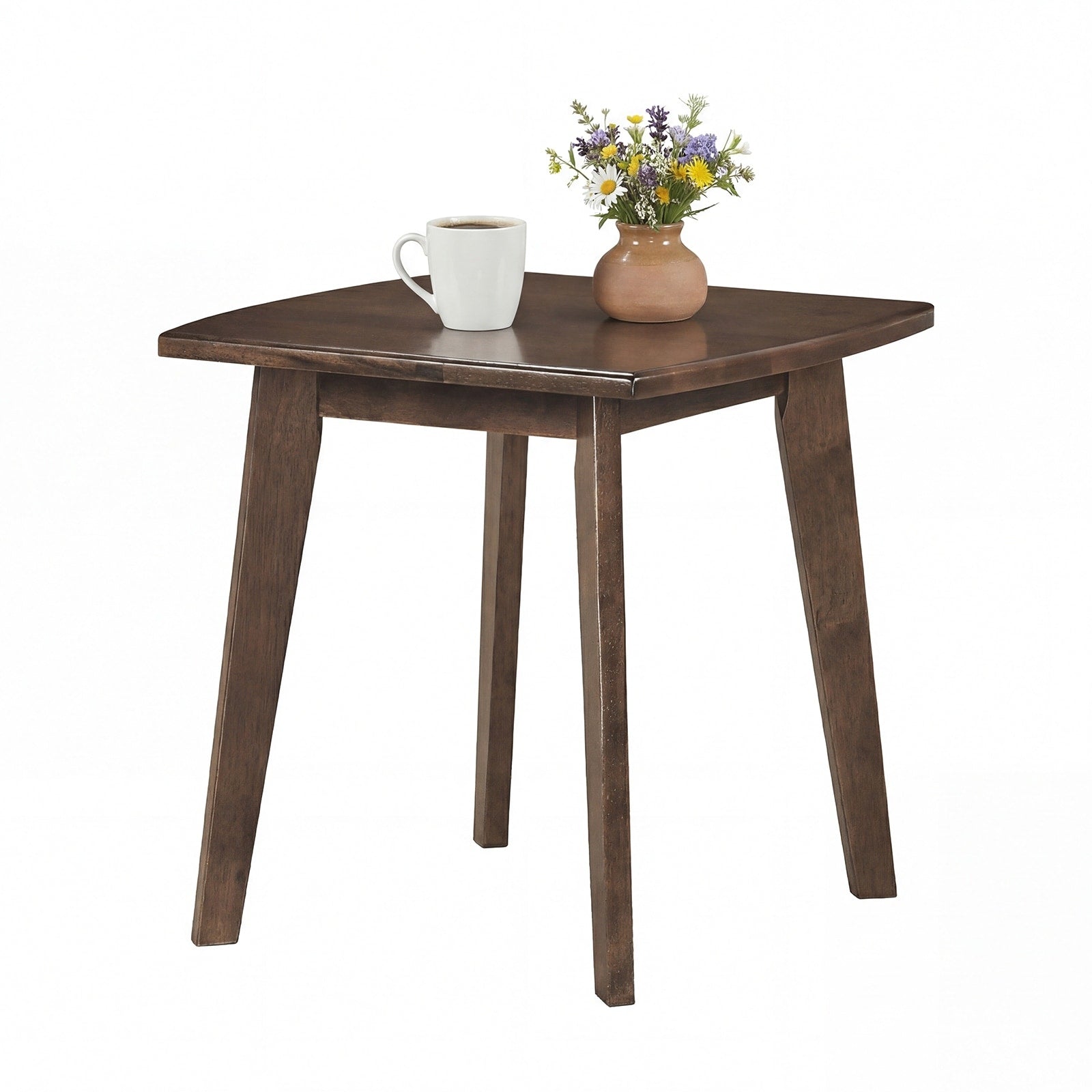 Gymax 17 Solid Wood Side Table W Thickened Top Curved Edge For