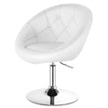 Gymax 1Pc Adjustable Modern Swivel Round Tufted Back Accent Chair Pu See Details