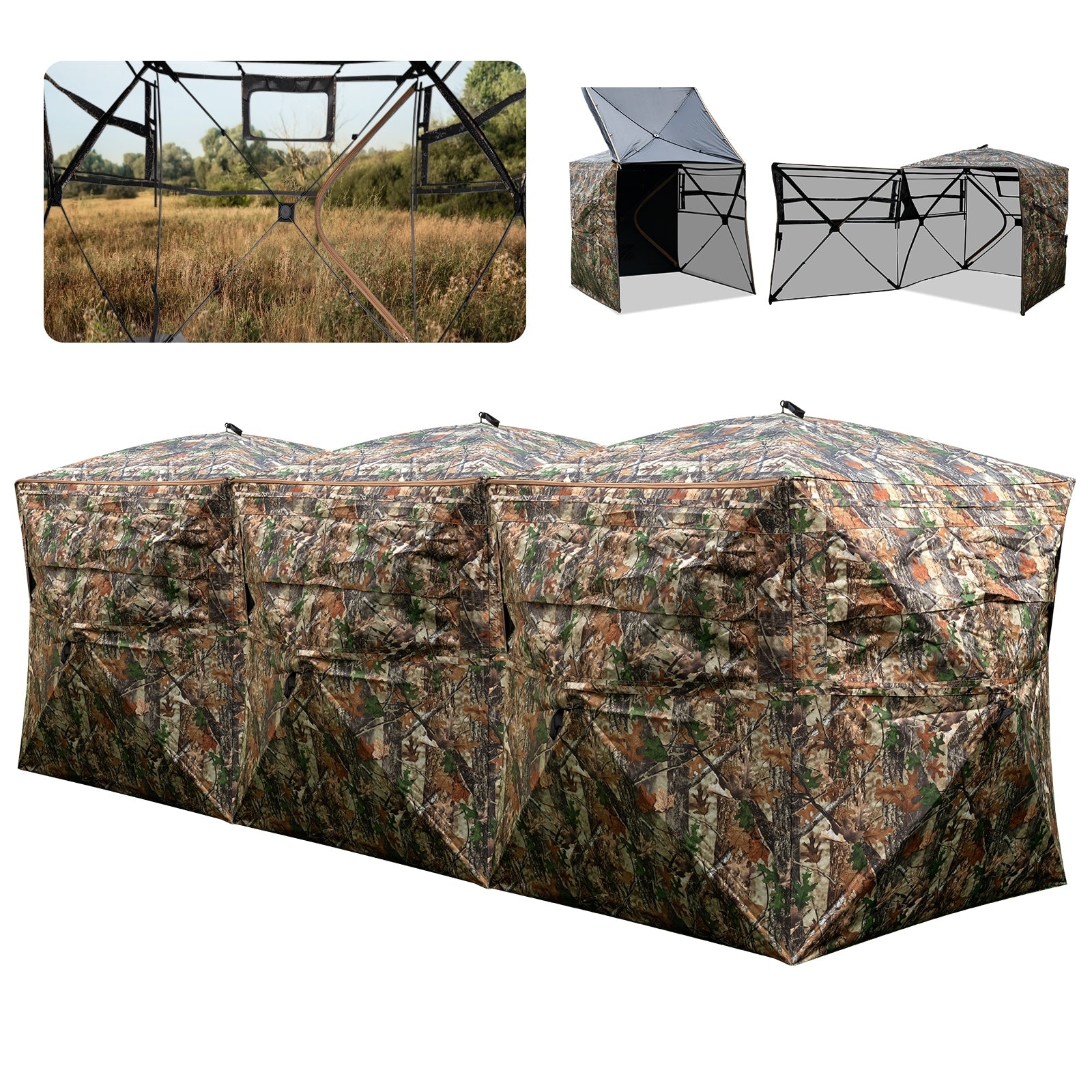 Gymax 2 6 Person Side By Side Hunting Blinds W Noise Free Windows