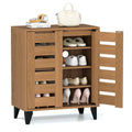 Gymax 2 Door Shoe Cabinet 4 Tier Farmhouse Shoe Organizer W Louvered