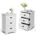 Gymax 2 Pcs 3 Drawers Nightstands End Table Storage Wood Side Bedside White