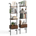 Gymax 2 Pcs 5 Tier Bookshelf W Drawer 70 Wall Mount Ladder Bookcase