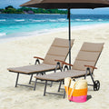 Gymax 2 Pcs Folding Patio Rattan Lounge Chair Chaise Cushioned