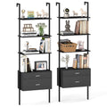 Gymax 2 Pcs Ladder Bookshelf W Storage Wall Mount Bookcase W 4 Open