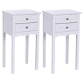 Gymax 2 Pcs Side Table End Accent Table Night Stand W 2 Drawers White