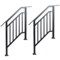 Gymax 2 Pack 3 Step Galvanized Metal Hand Rails W Adjustable Angle For Black