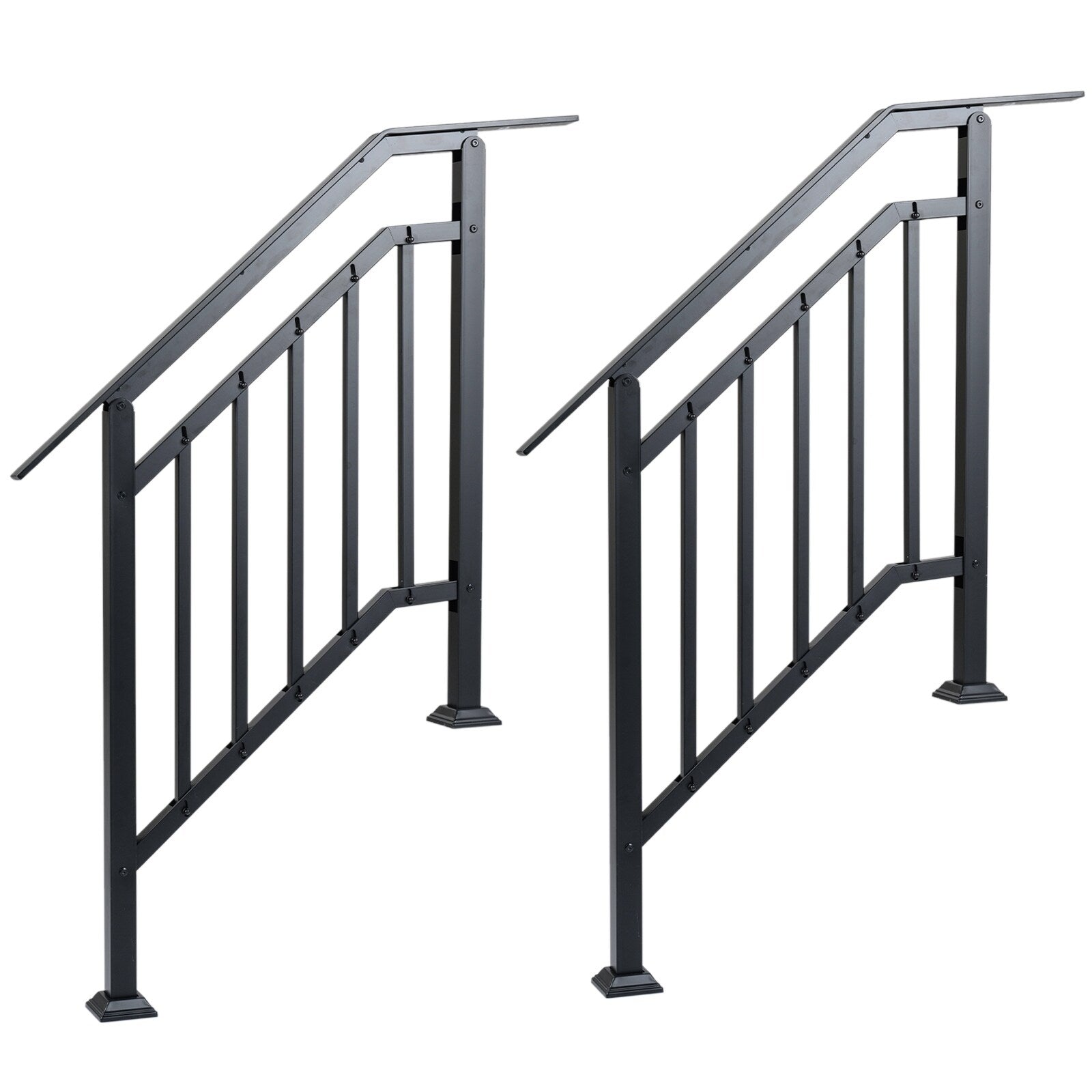 Gymax 2 Pack 3 Step Galvanized Metal Hand Rails W Adjustable Angle For Black