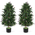 Gymax 2 Pack 36 Artificial Topiary Cone Tree W 49 Flowers