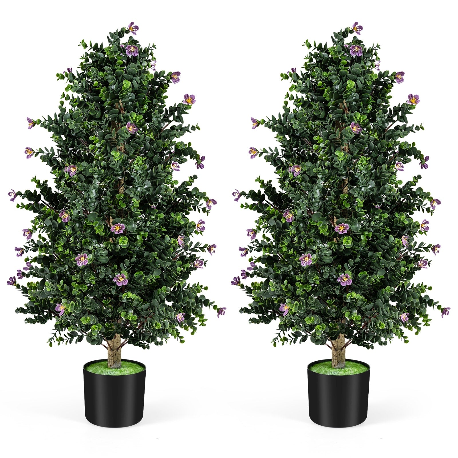 Gymax 2 Pack 36 Artificial Topiary Cone Tree W 49 Flowers